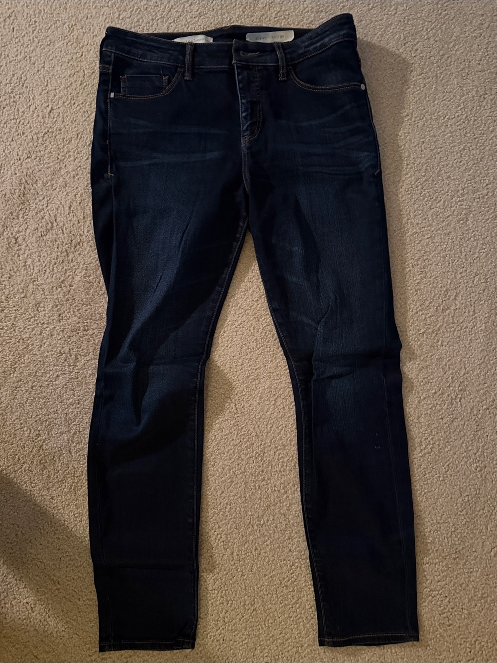 Pilcro and the Letterpress Skinny Jeans in Dark Indigo Wash 29 script